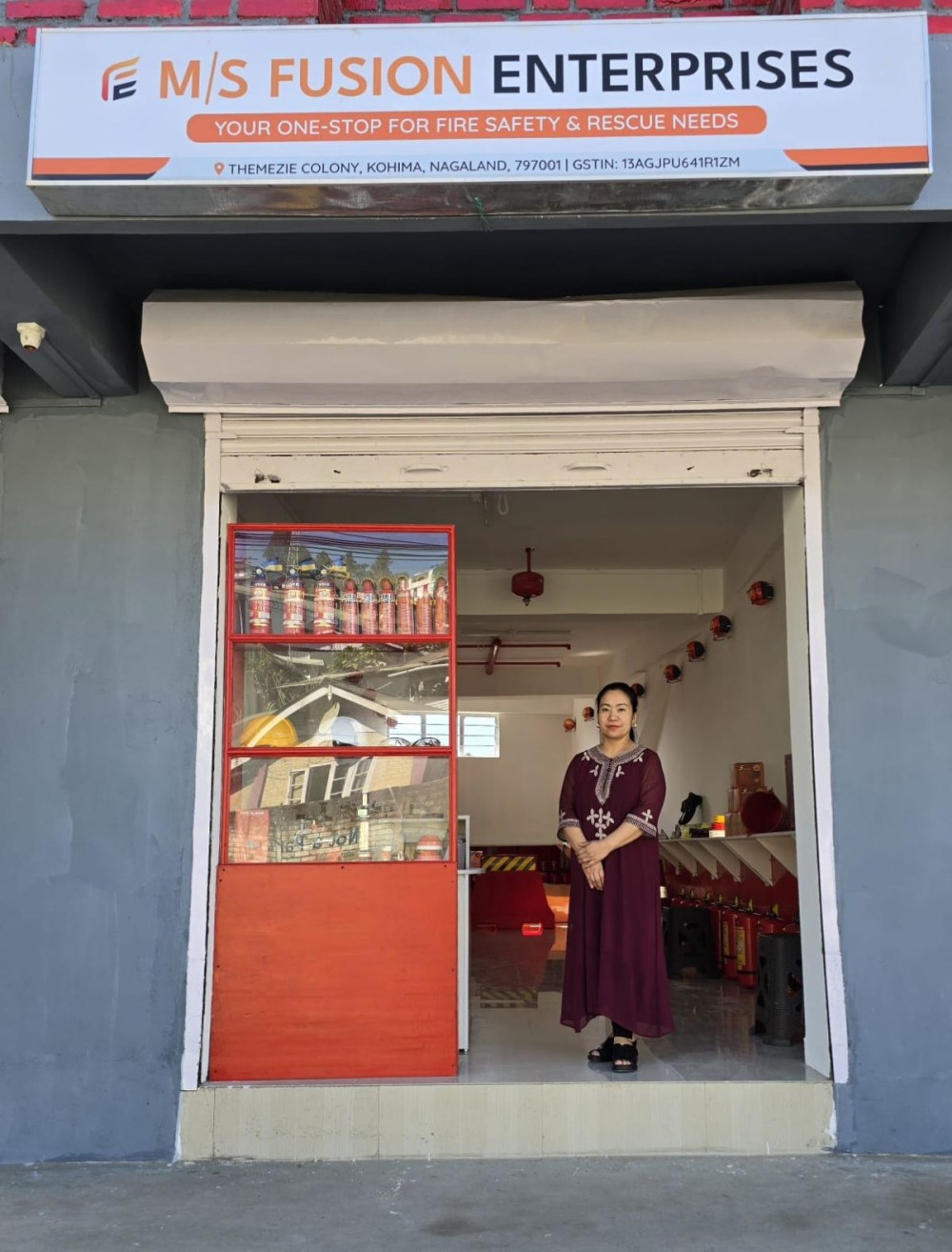 Ameu Usou Zao, Proprietor of Fusion Enterprises, a store offering fire safety and rescue solutions in Kohima.